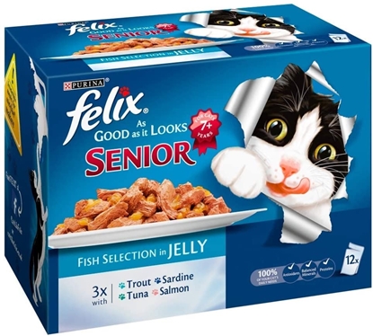 Picture of Felix as Good as It Looks Senior Cat Food Fish 12 X 100g